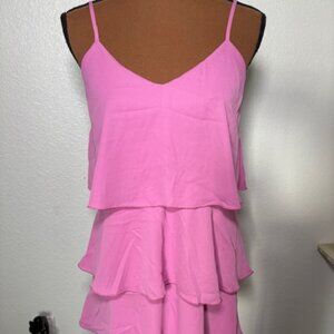 Show Me Your Mumu Hot Pink Tiered Ruffle Mini Dress – Size XS